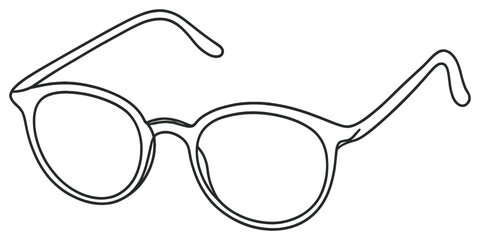 Elegant eyewear vector: minimalist line drawing of simple glasses for vision and style