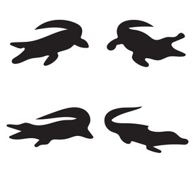 Fototapeta premium set of silhouettes of American Alligator