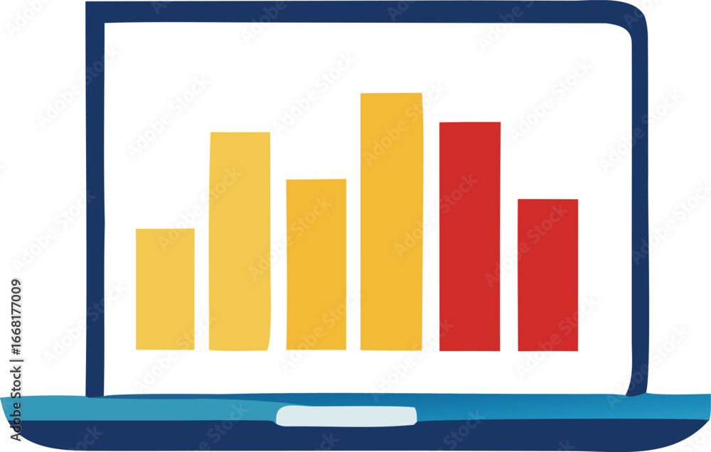 Poster laptop displaying bar chart data showing growth trends and financial performance analysis