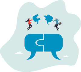 Communicate solution to solve problem, agreement, teamwork or cooperation, conversation message,about a man and his life.