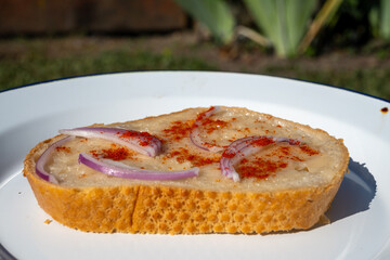 Traditional lard bread with onion