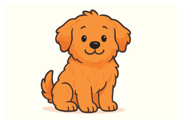 Fluffy cartoon dog vector - cute canine with simple design perfect for kids' materials