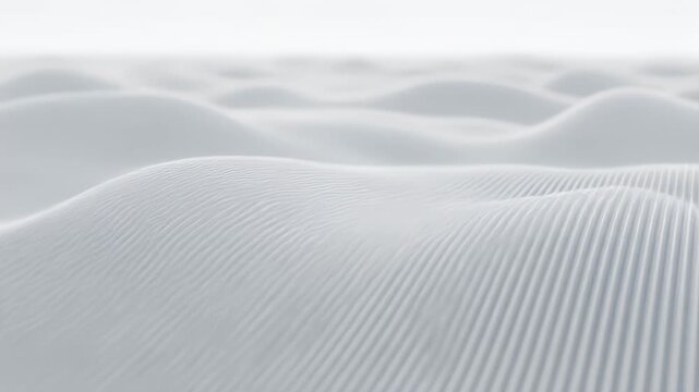 Abstract white landscape with rippling parallel lines and soft curves