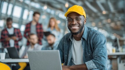 African American Startup Culture: Young Businessman Using Technology in Modern Office