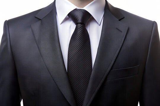 Man in a black suit and tie, isolated on transparent background