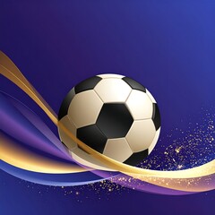 Fototapeta premium Soccer Ball, Abstract Waves, Field Background