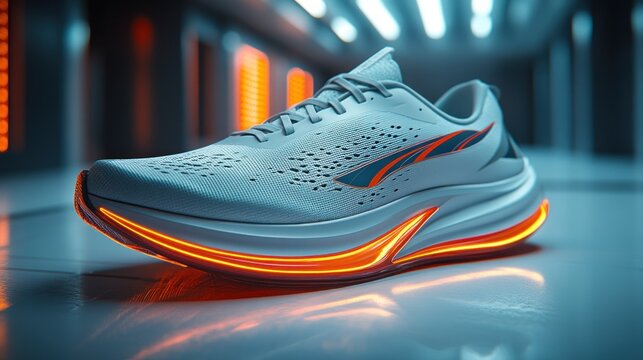 Running shoe, illuminated sole, futuristic - Powered by Adobe