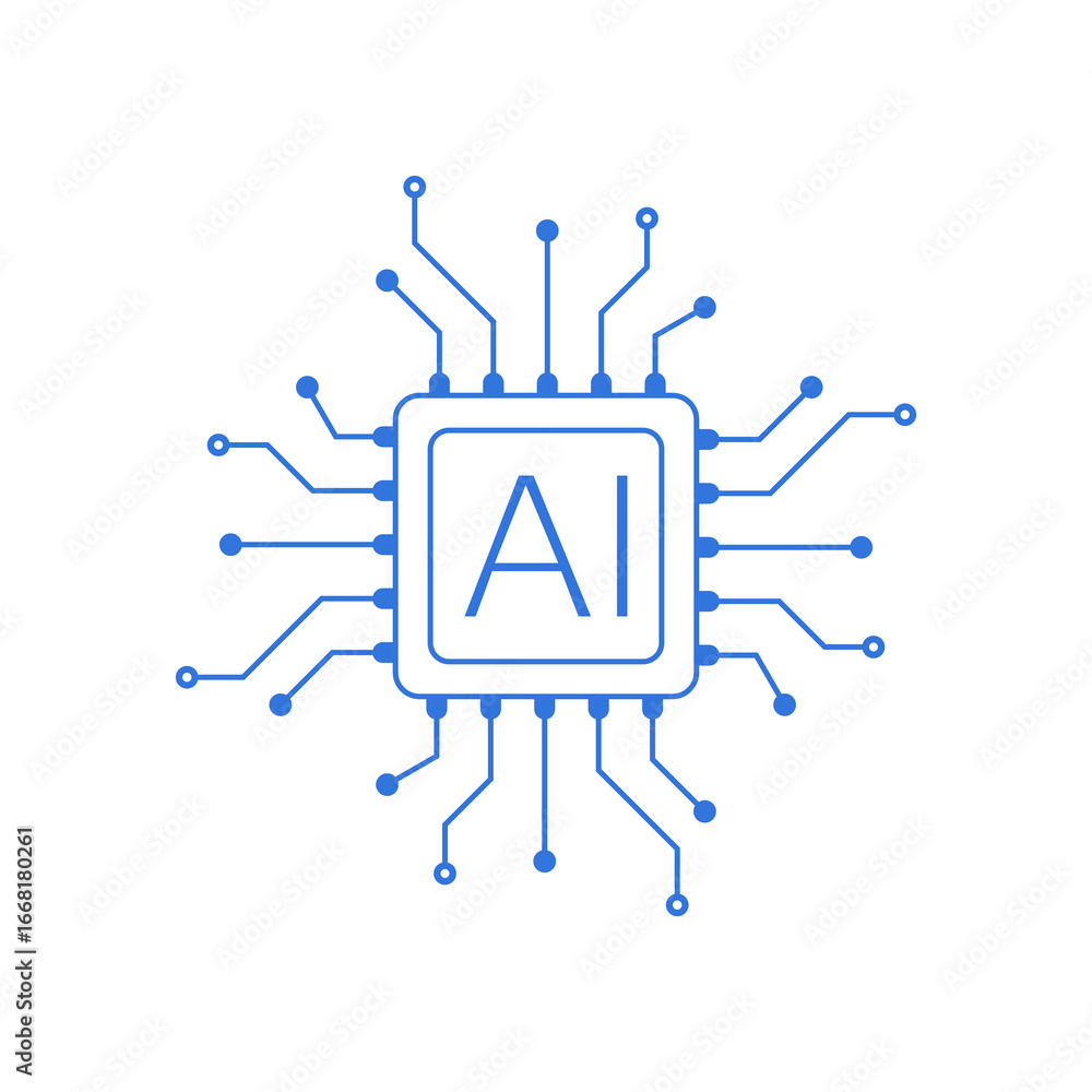 Poster artificial intelligence processor icon. ai cpu icon isolated on white background