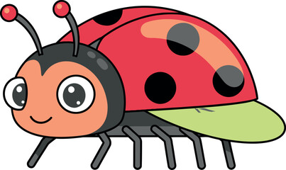 Obraz premium Adorable cartoon ladybug with a cheerful expression, perfect for children's themes