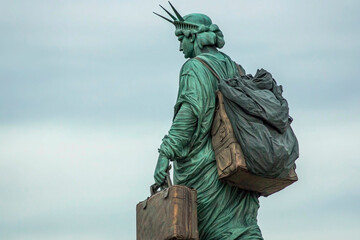 Statue of Liberty sadly fleeing New York