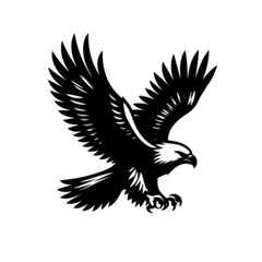 Flying Eagle Vector Illustration with Spread Wings