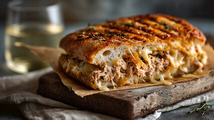 Tuna Melt Focaccia Sandwich with Cheese