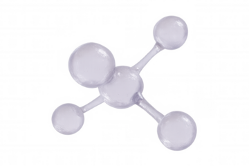 Glass molecule structure rotating on transparent background, perfect for science and medical presentations