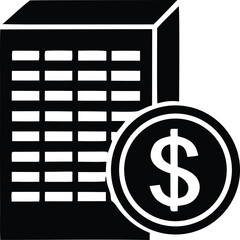 Financial building icon money coin symbol represents economic growth business investment finance and wealth management