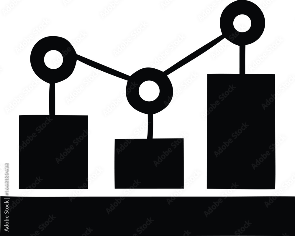 Aufkleber abstract data visualization chart with connecting nodes and rising bars representing growth and anal