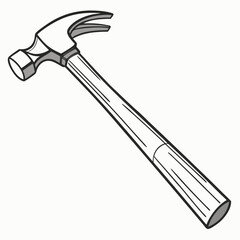 Illustration of a hammer, a tool for driving nails into wood or other materials by hand
