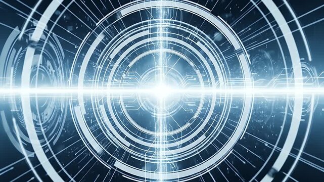 Futuristic concentric circles with glowing lines