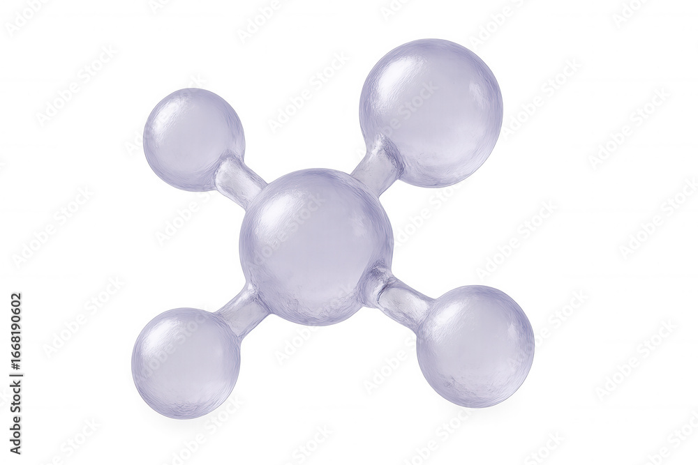 Poster glassy molecule structure connecting atoms, creating a network of bonds, isolated on transparent bac