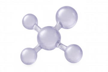 Glassy molecule structure connecting atoms, creating a network of bonds, isolated on transparent background