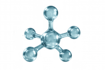 Glass molecule structure rotating on transparent background, perfect for science and technology projects