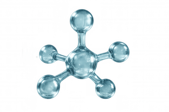 Glass molecule structure rotating on transparent background, perfect for science and technology projects - Powered by Adobe