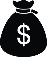 Iconographic symbol of a money bag with dollar sign representing wealth finance business success and savings