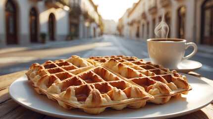 Waffle And Coffee Traditional Italian
