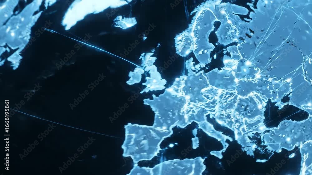 Poster global digital network connectivity - abstract glowing lines representing global communication netwo