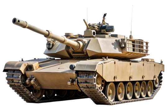 M1 Abrams Tank – Cut Out and Isolated on White Background – PNG – GENERATIVE AI