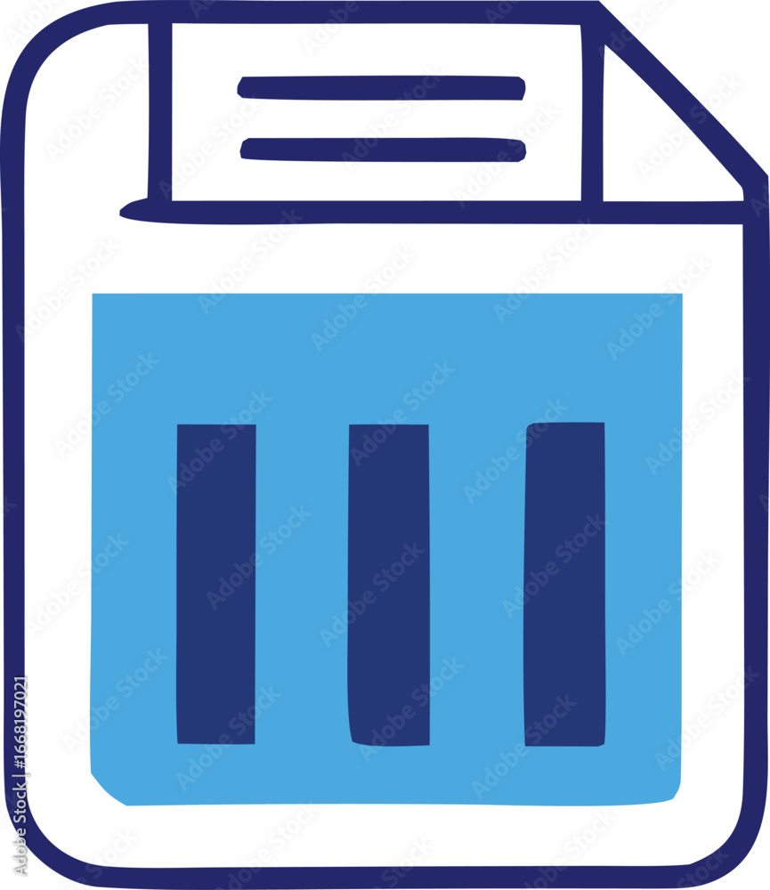 Poster simple digital document icon with report data bars and header text symbolizing information and analy