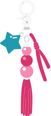 Star and Pink Beads Keychain Illustration