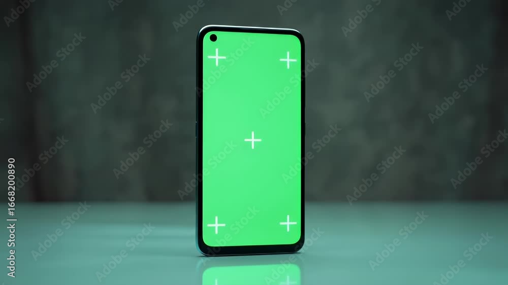Aufkleber modern smartphone with green screen display and tracking markers for digital content mockup