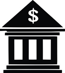 Financial institution building icon representing banking services and monetary transactions