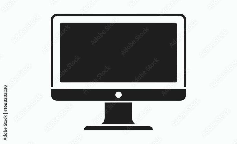 Fototapete computer monitor silhouette, transparent png available computer monitor vector icon in black and whi