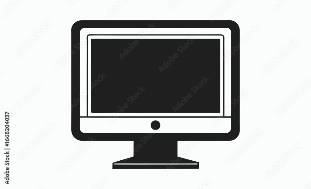 Fototapete computer monitor silhouette, transparent png available computer monitor vector icon in black and whi