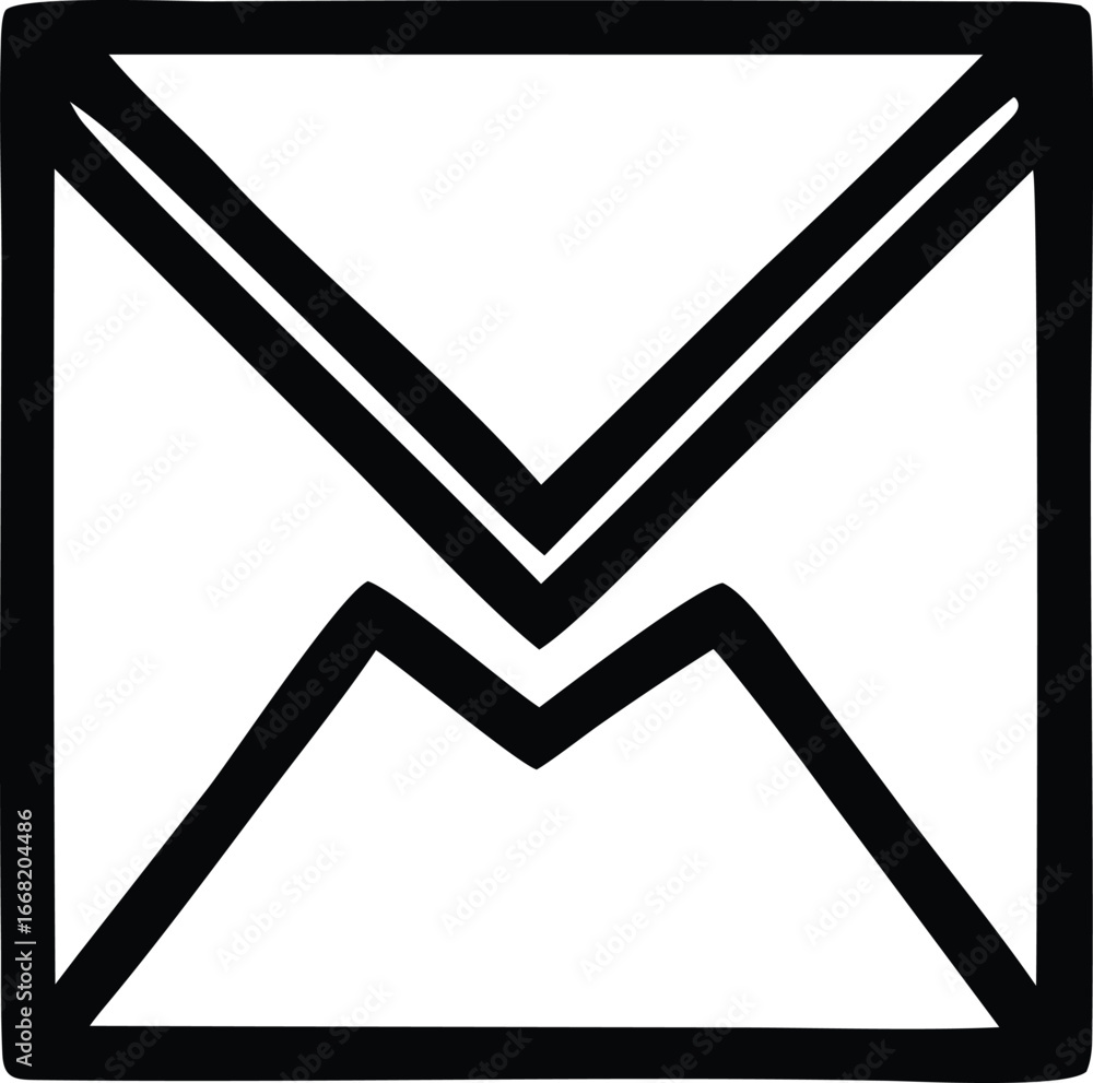 Poster abstract geometric symbol black and white square envelope icon simple modern design outline element