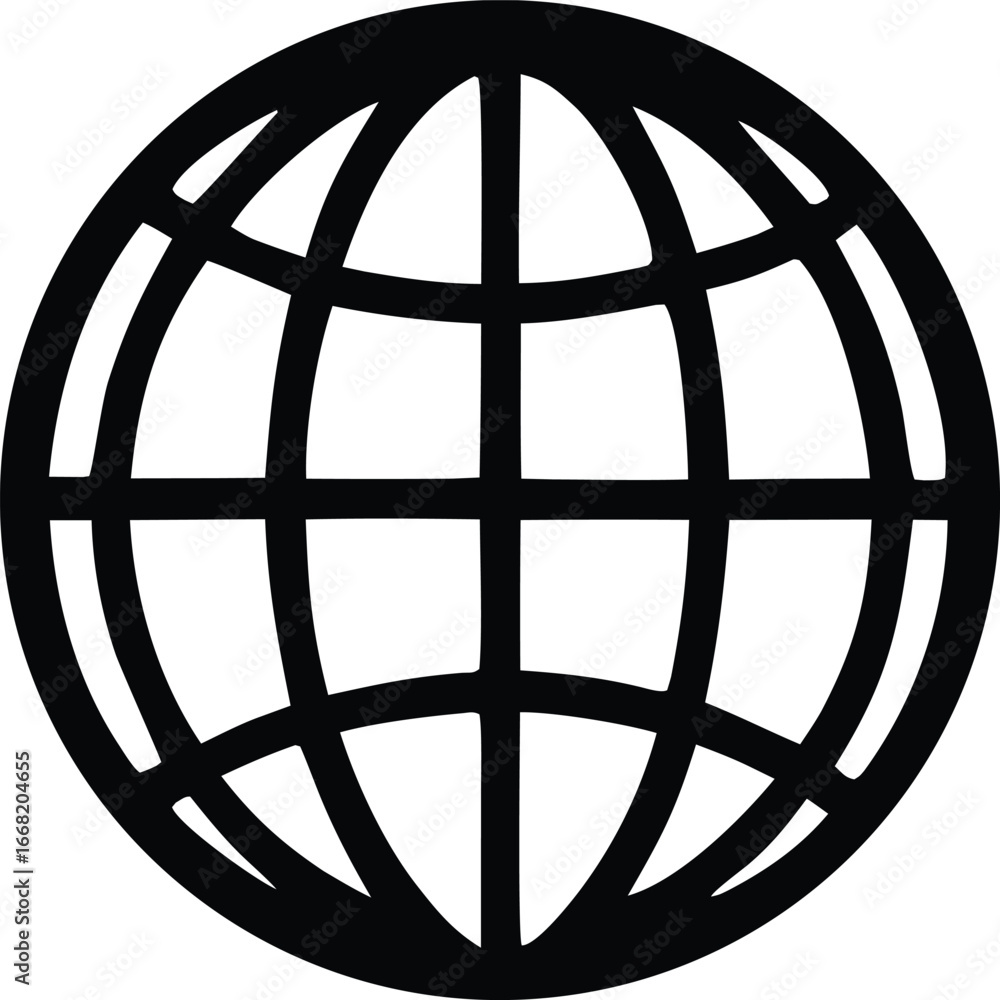 Poster global network icon representing worldwide connectivity and internet access a simple black and white