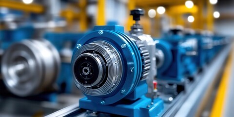 Fototapeta premium Industrial machinery in a factory setting showcasing advanced manufacturing processes.