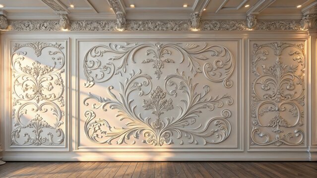 Naklejki Elegant ornate decorative relief pattern architectural interior design classic
