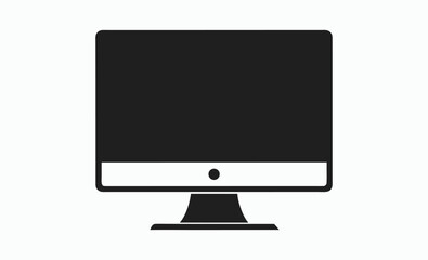 Computer monitor silhouette, Transparent PNG available Computer Monitor Vector Icon in Black and White – Minimalist Line Art of Desktop Display with Glossy Screen and Rectangular Stand for Tech