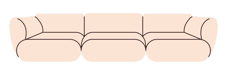 Comfortable sofa. Cozy modern lounge interior furniture, stylish upholstery divan with pillows, flat scandinavian couch. Vector cartoon illustration