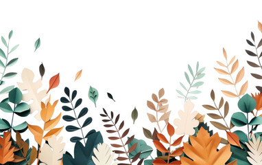 Naklejka premium PNG Paper cutout-style illustration borders with various colored leaves leaf background autumn.