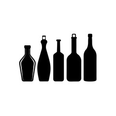 5 different vinegar bottle silhouette vector icons