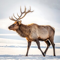 Obraz premium Elk walking in a snowy landscape