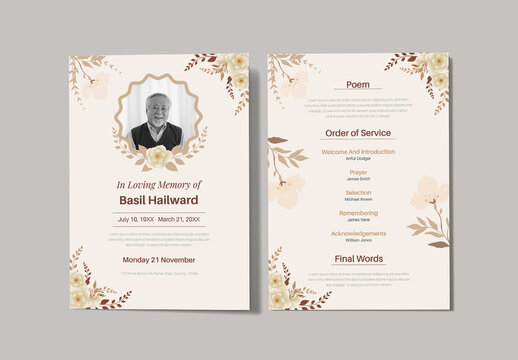 Modern Elegant Funeral Obituary Program Template