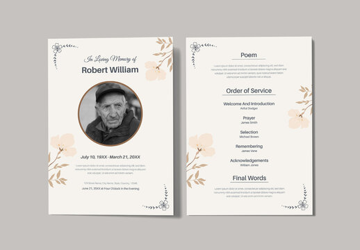 Funeral Program Memorial Event Flyer Layout