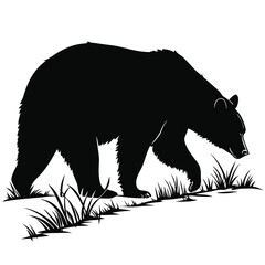 Bear sniffing ground silhouette