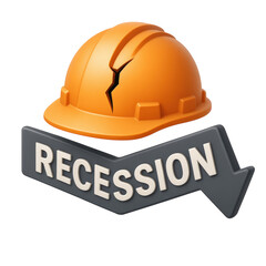 Fototapeta premium efficiency recession concept. Construction helmet with a recession label.