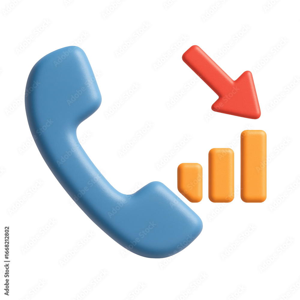 Poster efficiency recession concept. phone icon with declining signal bars.
