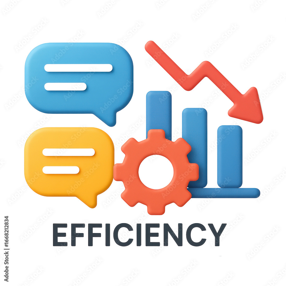 Poster efficiency recession concept. graphic representing efficiency with chat bubbles and graphs.